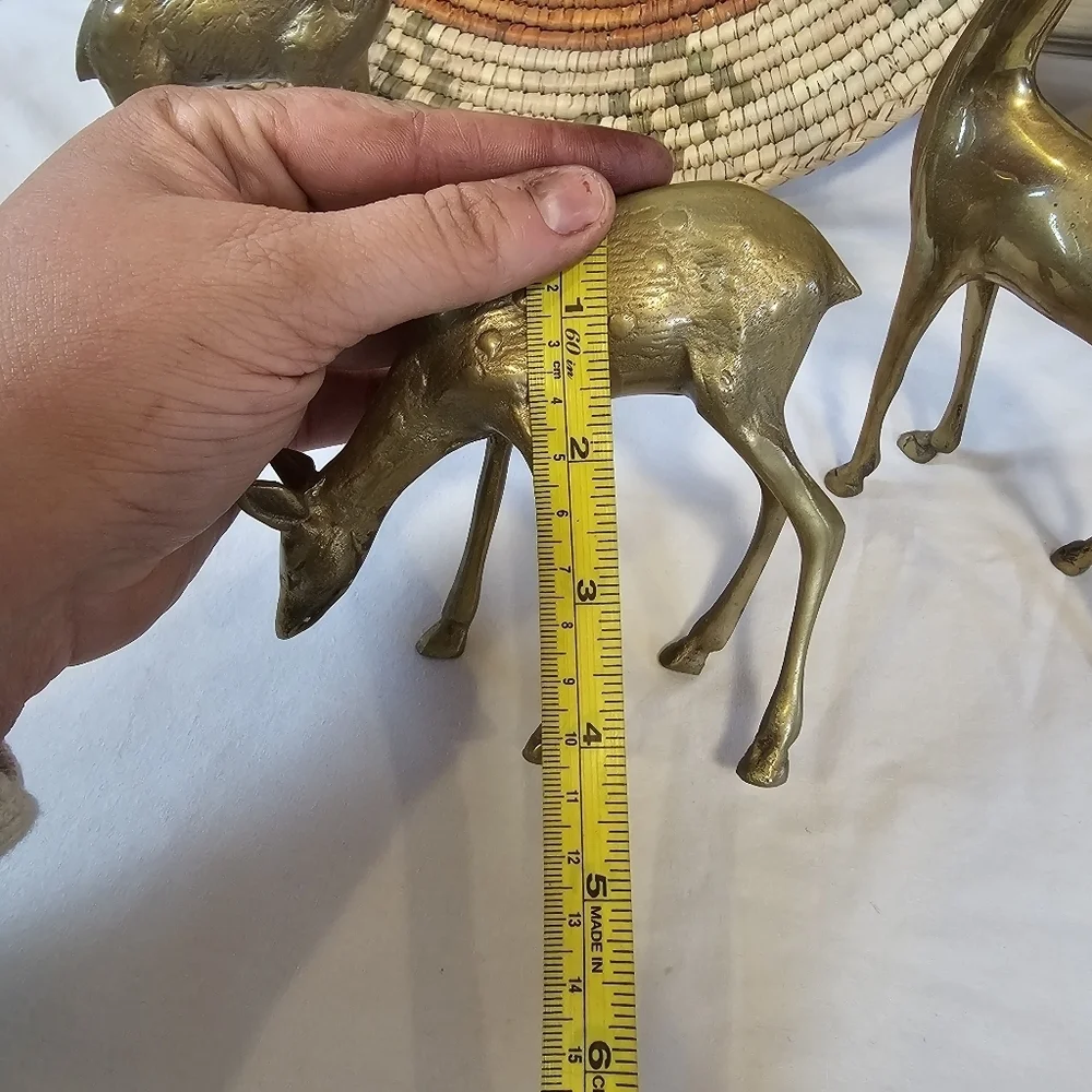 Set Of Three Brass Vintage Deer Decor Sculpture Figure MCM Animal - Picture 6 of 8